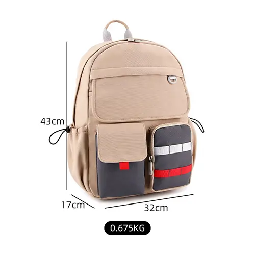 Lightweight Canvas Backpack with Dual Front Pockets and Adjustable Straps